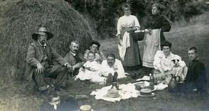 France Melun Family Picnic in a Field Countryside Old Photo 1890