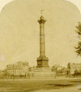 France Paris Place Bastille Old Half Stereo Photo 1860