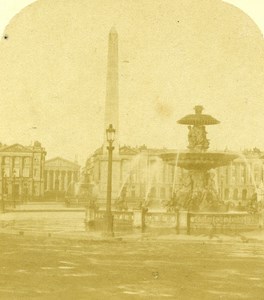 France Paris Place Concorde Old Half Stereo Photo 1860