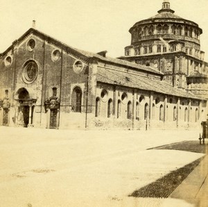 Italy Pavia Church Cathedral Duomo di Pavia Old Half Stereo Photo 1860