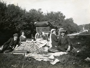 France Sunday in the Countryside Picnic Group Old Amateur Photo 1890