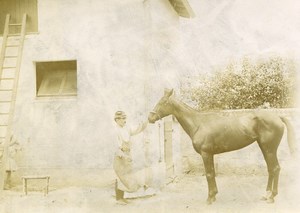 France Saumur M Laget & his Horse Patte de Chat Old Amateur Photo 1890