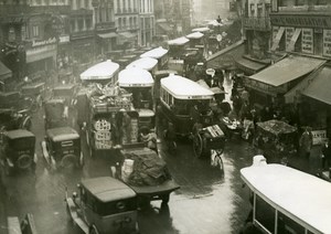 France Paris Busy Street Traffic Jam Shops Automobiles Old Meurisse Photo 1930