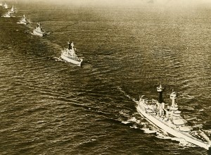 USA California Naval Military Maneuvers Battleship Convoy Old Photo 1935