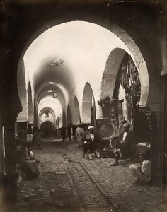 Tunisia Tunis Souk Bazaar Barbouchi Old Photo Garrigues 1890