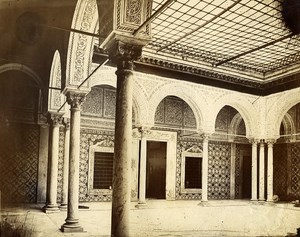 Tunisia Tunis interior of Arab house Old Photo Garrigues 1890