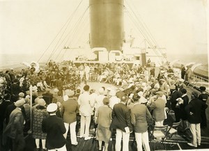 Ocean Liner Ile de France Games on the Deck Horse Racing Old Photo 1930
