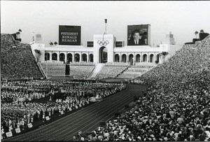 USA Los Angeles Opening Ceremony Olympic Games Ronald Reagan Old Photo 1984