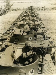 USA New York Large M-1 Combat Cars Maneuvers US Army at Saranac Old Photo 1939