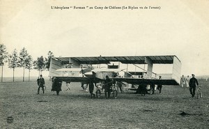 Aviation Henry Farman Biplane Camp de Chalons old Postcard 1908