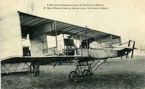 Aviation Henry Farman Biplane Camp de Chalons old Postcard 1908