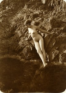 France Risque Nude Study Woman Outdoor Rocks Old Marcel Meys Photo 1920