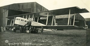 France Aviation Airplane Goliath Farman Hangar Airfield Old Photo 1920