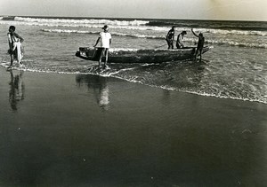 India Scene from Everyday Life Fishing Boat Old photo 1960