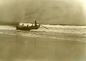 India Scene from Everyday Life Fishing Boat Old photo 1960