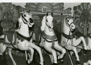 France Merry Go Round Fairground Ride Detail Horses Old Photo 1960