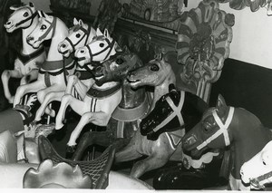 France Merry Go Round Fairground Detail Horses Old Photo 1960