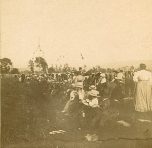 France Jarville Aviation Circuit de l Est Spectators Old Stereoview Photo 1910