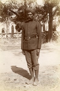 India Lucknow Hasanganj Sikh Policeman Old Albumen Photo 1870