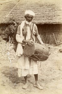 India Lucknow Street Worker Musician Old Albumen Photo 1870