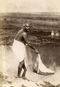 India Lucknow Street Worker Washerman Old Albumen Photo 1870