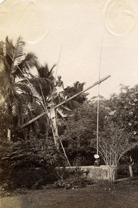 India Lucknow Men Workers Irrigation Well Old Albumen Photo 1870