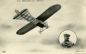 France Mollien on Bleriot Plane Aviation Pioneer Ace Pilot Old PC Postcard 1910