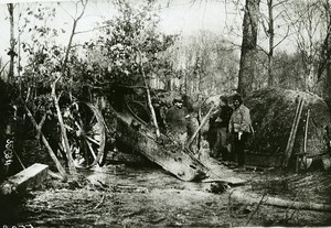 France WWI War Front Argonne Cannon Camouflage Old Photo Meurisse 1915