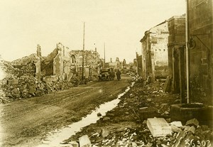 France WWI War Front Marne Vassincourt Street Ruins Old Photo Meurisse 1915