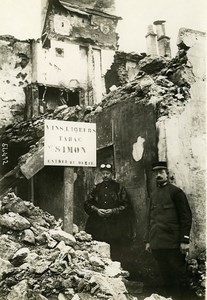 France WWI War Front Nord Alcohol Tobacconist Shop Ruins Old Photo Meurisse 1915