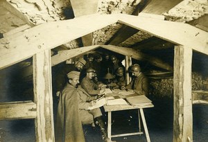 France Trench Officer Underground Office WWI First World War Army Photo SPA 1918