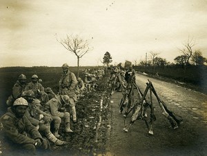 France Infantry Rest WWI First World War Army Old Photo SPA 1918