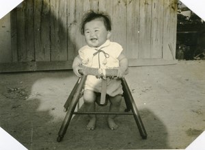 USA Hawaii Honolulu Japanese Baby Traditional Fashion Chair Old Photo 1948