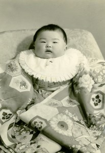 USA Hawaii Honolulu Japanese Baby Traditional Fashion Old Photo 1948