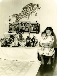 USA Hawaii Honolulu Japanese Children Traditional Fashion Toys Sumo Photo 1948