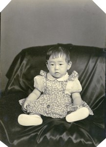 USA Hawaii Honolulu Japanese Toddler Girl Traditional Fashion Old Photo 1948