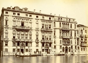 Italy Venice Canal View Grand Hotel Old Albumen Photo 1875