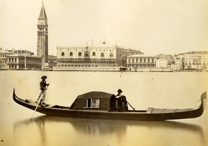 Italy Venice Gondola Canal Doges Palace Campanile Old Photo 1875