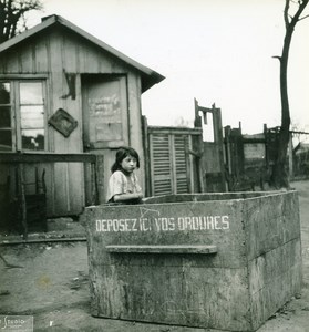 France Paris WWII Guerre Occupation Allemande Enfant Bidonville Porte d'Ivry Ancienne Photo 1942