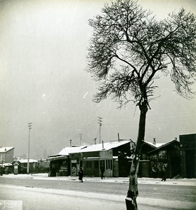 France Paris WWII Guerre Occupation Allemande Bidonville Porte d'Ivry en Hiver Ancienne Photo 1942