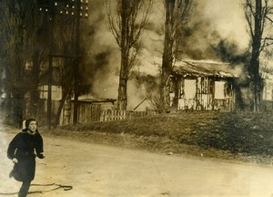 Germany WWII American Military Operation Torched House Old Press Photo 1944