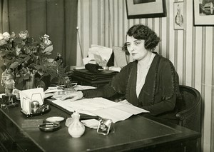 France Paris Mrs Roussel First Woman Office Manager Work Ministry Old Photo 1932