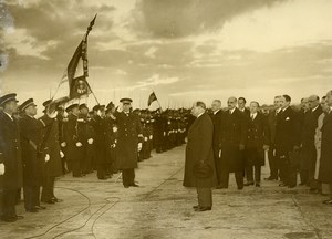 France Paris Bourget Edouard Daladier saluting the flag Old Photo 1938