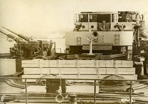 France Toulon Military Battleship in harbor Guns Old Photo 1930's