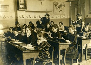 France Young Girls at School Class Teachers Old Photo 1910's