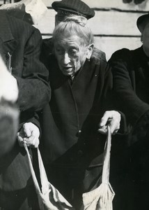 France Paris Rationing Food Shortage Old Lady Queuing Old Photo 1947