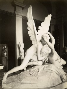 France Louvre Museum Sculpture Love and Psyche by Canova Old Photo 1880