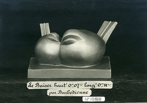 France Paris Art Deco Cadran Workshop Barbedienne The Kiss Old Photo 1930