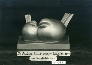 France Paris Art Deco Atelier Cadran Le Baiser par Barbedienne Ancienne Photo 1930