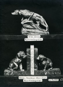 France Paris Art Deco Cadran Bartelletti Fox Dog Rabbit Bookends Old Photo 1930